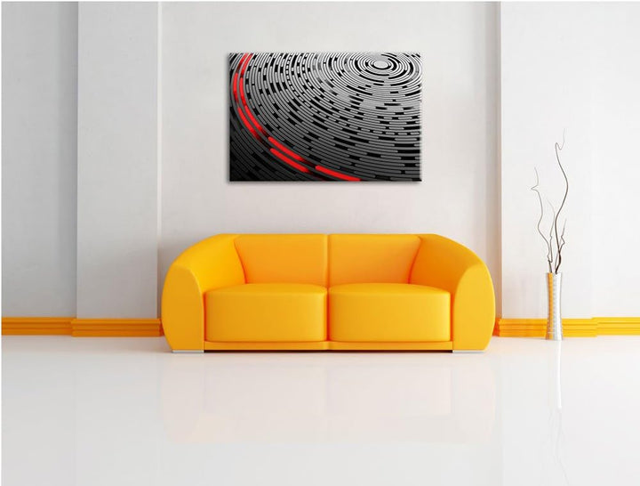DJ Platte Abstrakte Kunst schwarz/weiss Format: 100x70 auf Leinwand, XXL riesige Bilder fertig gerah