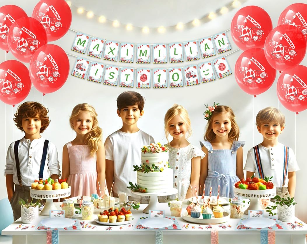 Party-Set zum Geburtstag für 12 Personen - Tischkarten, Tischunterlagen, doppelseitige Girlanden und