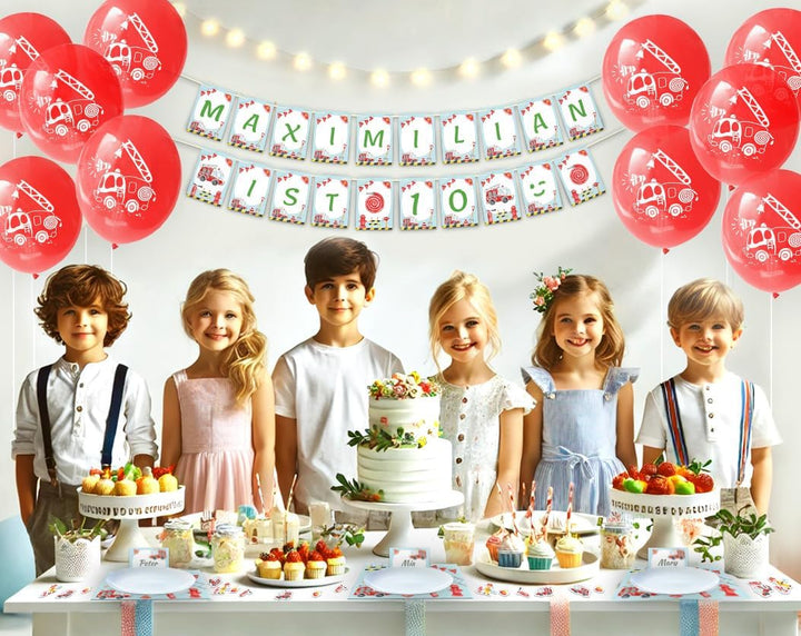 Party-Set zum Geburtstag für 12 Personen - Tischkarten, Tischunterlagen, doppelseitige Girlanden und