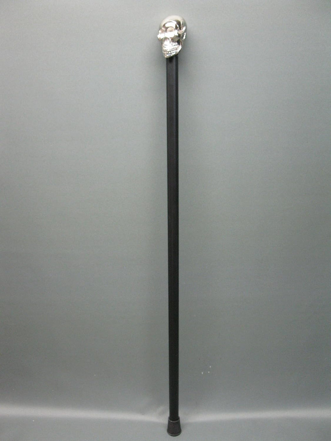 Edelstahl schwarz lackiert Gehstock Spazierstock Wanderstock 91cm Skull Totenkopf mit Metall Griff W