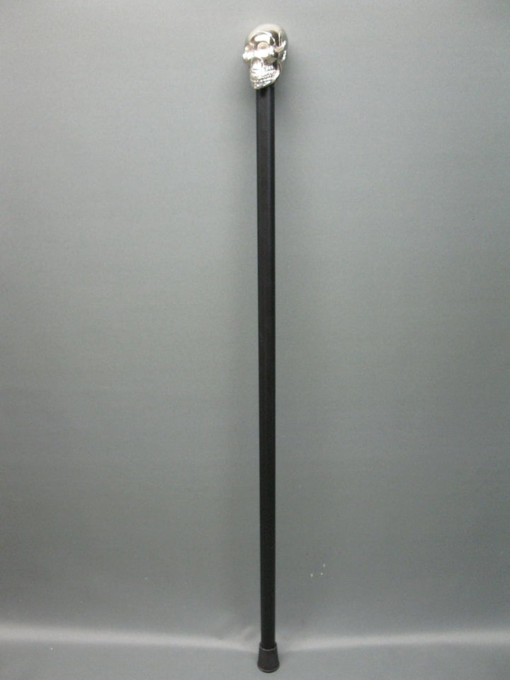 Edelstahl schwarz lackiert Gehstock Spazierstock Wanderstock 91cm Skull Totenkopf mit Metall Griff W