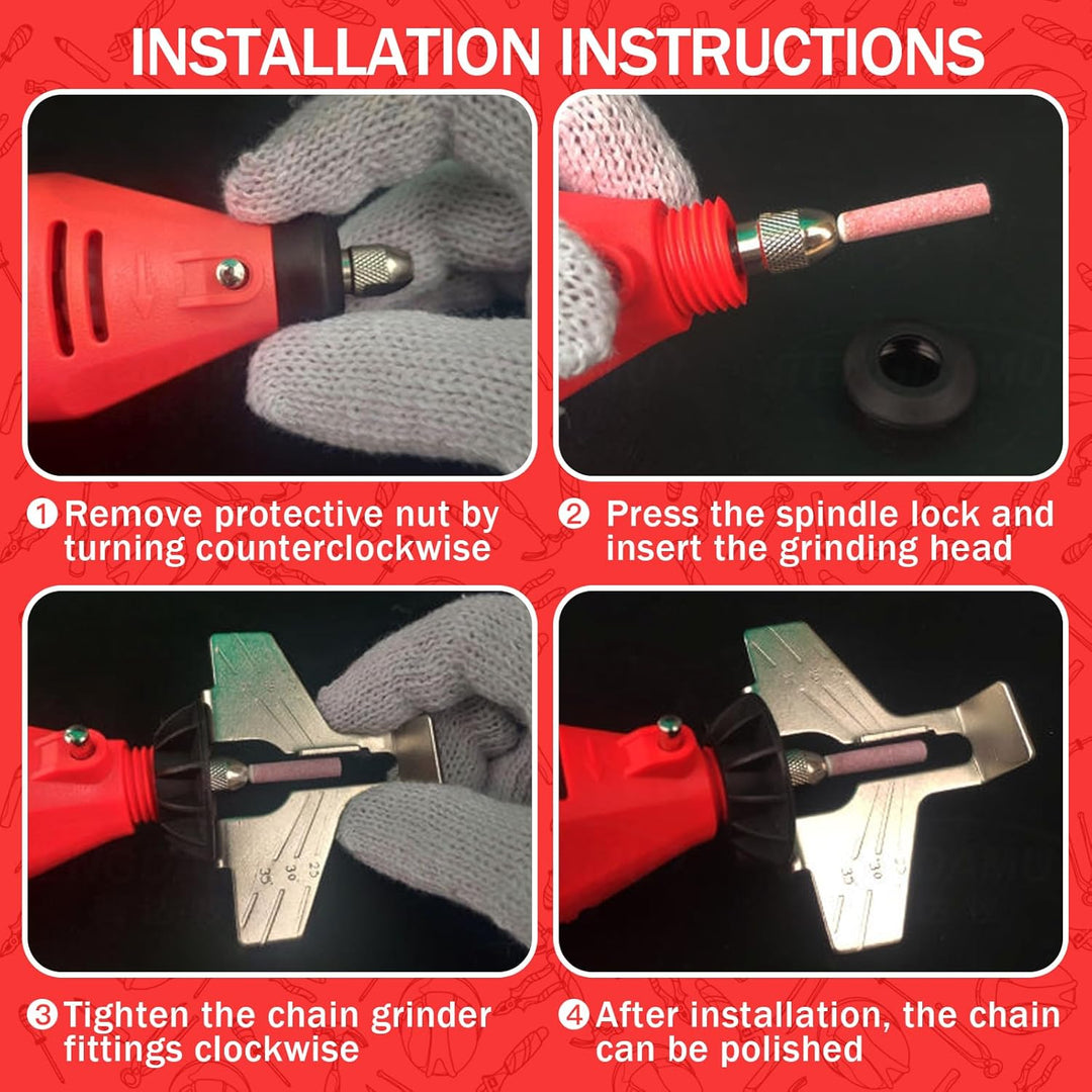 Kettensägenschärfer Handgeführte elektrische Schleifmaschine Kettenschärfgerät Elektrisches Rot, Ele