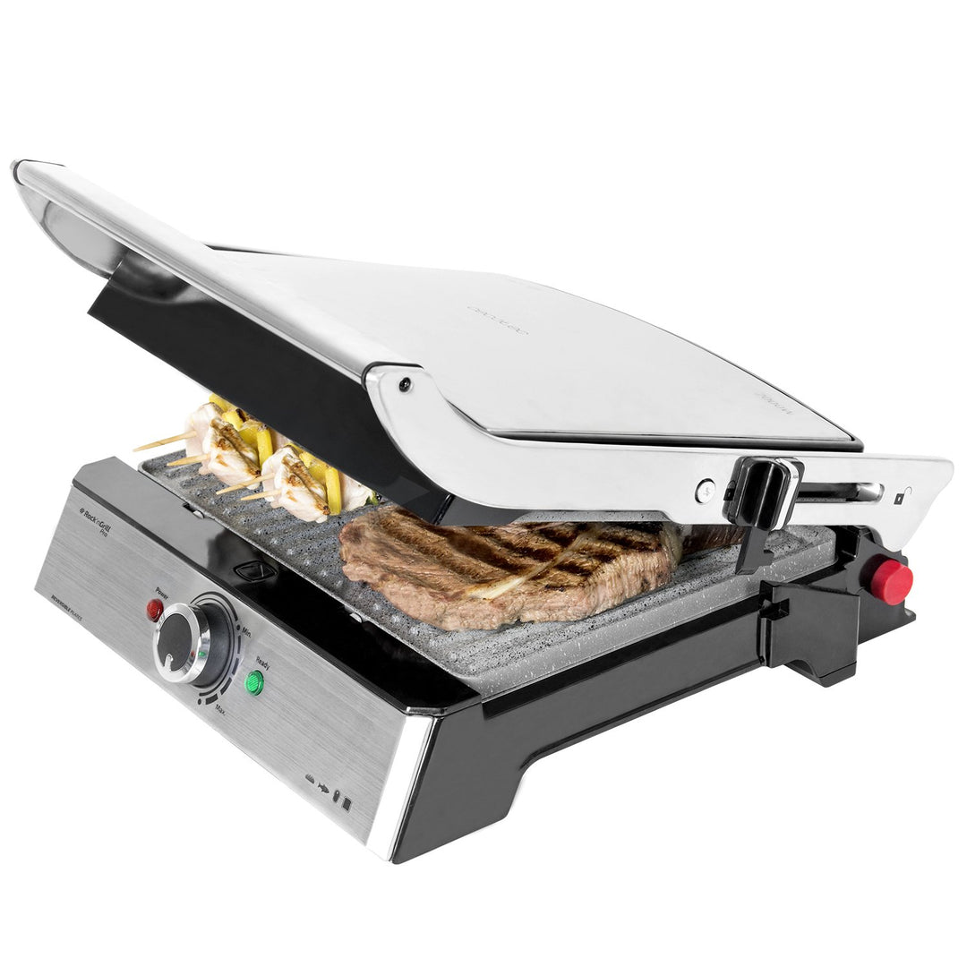 Cecotec Elektrogrill Rock'n Grill Pro - Grillplatte mit Rockstone-Beschichtung, Herausnehmbare und u