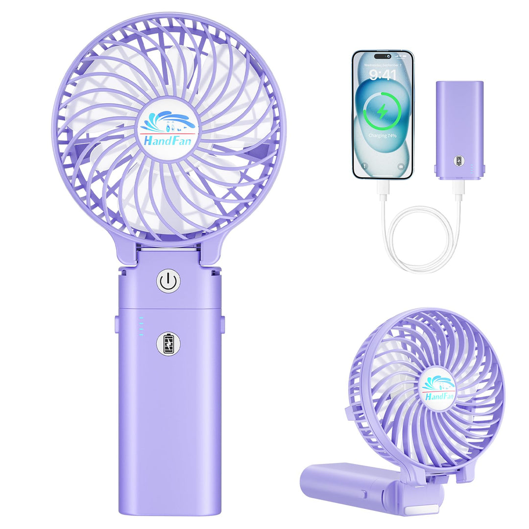 HandFan Handventilator, 5200 mAh, wiederaufladbar, 20 Stunden Laufzeit, Handventilator, 3 Geschwindi
