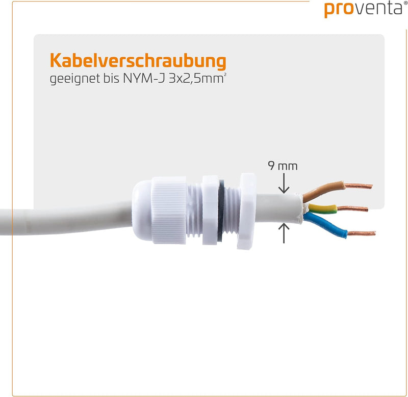 proventa IP65 LED-Feuchtraumleuchte 120cm mit 18W LED-Röhre 2.160 Lumen Klappdeckel Steckklemme Kabe