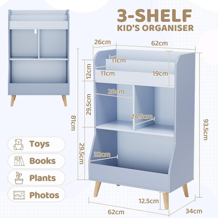 MAMIZO Kinderregal 94×62×34cm, Bücherregal Kinder, Spielzeugregal Kinderregal, Kinderzimmerregal, Sp