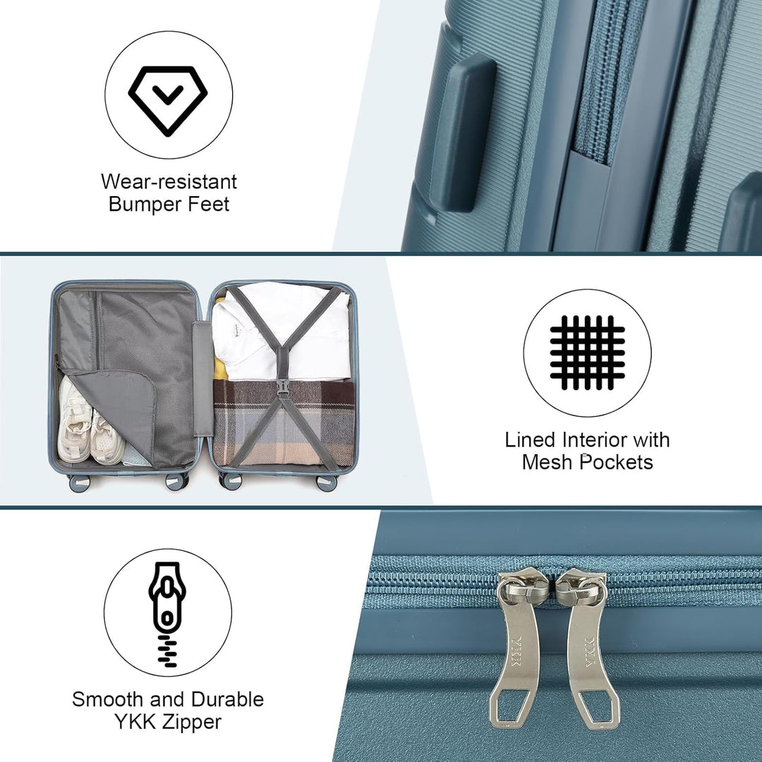 Sea choice Hartschalen Koffer Trolley Erweiterbar Kabinen Handgepäck 100% PP Leicht Reisekoffer mit
