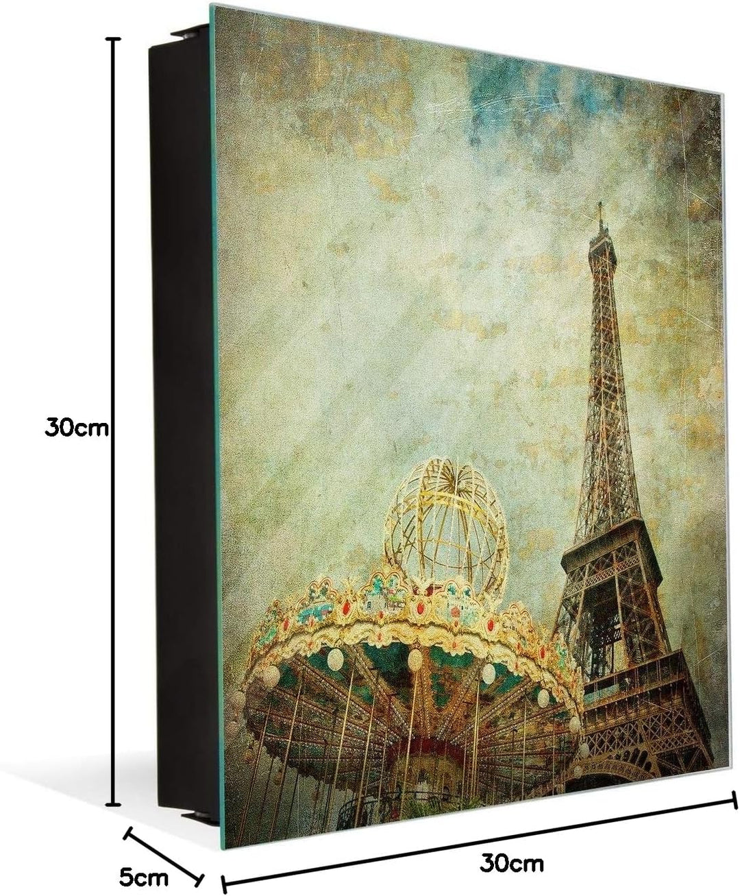 Concept Crystal Schlüsselbox und magnetisches Whiteboard K08 Eiffelturm Paris, Rechte Öffnung Eiffel