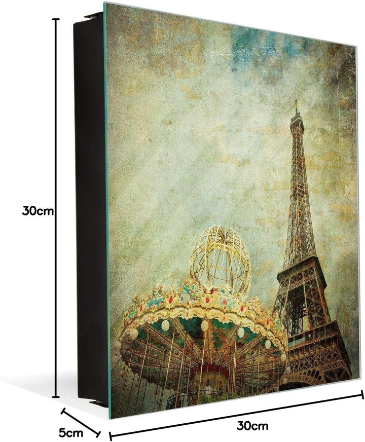 Concept Crystal Schlüsselbox und magnetisches Whiteboard K08 Eiffelturm Paris, Rechte Öffnung Eiffel