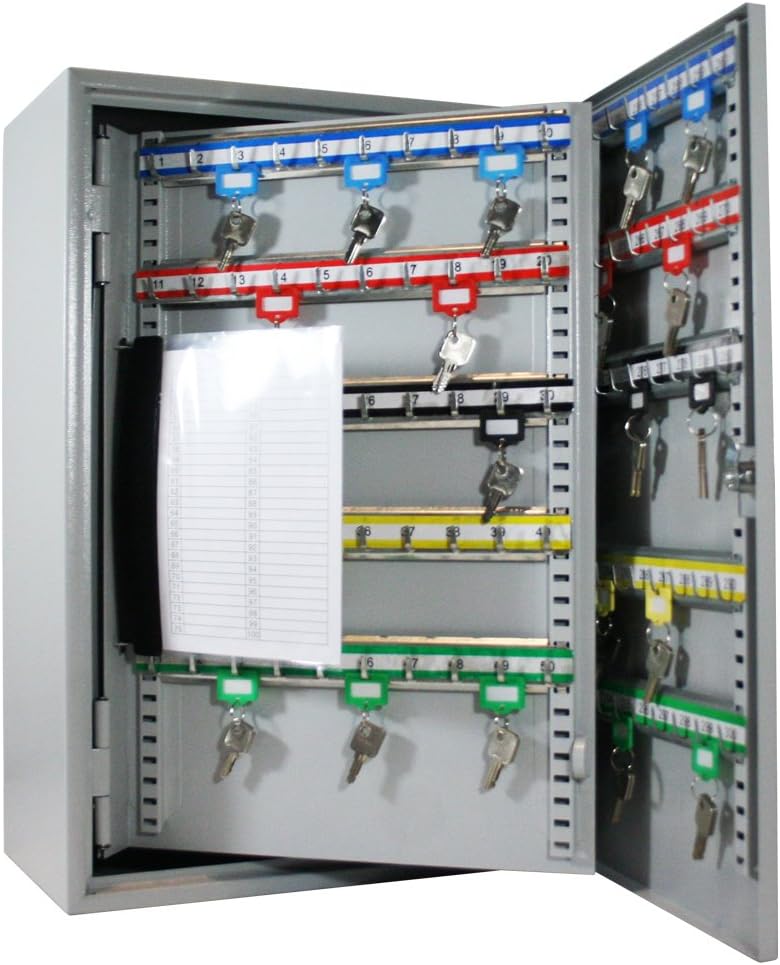 HMF 135300-07 Schlüsselschrank Schlüsselkasten, 300 Haken, 55,0 x 38,0 x 20,5 cm, 14,5 kg, lichtgrau