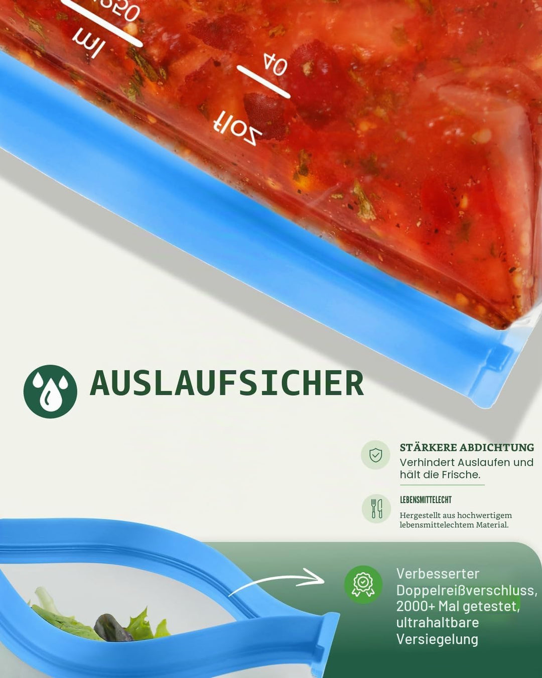 IDEATECH 9 Stück Gefrierbeutel Wiederverwendbar mit Stehendes Boden-Design, Silikonbeutel für Lebens
