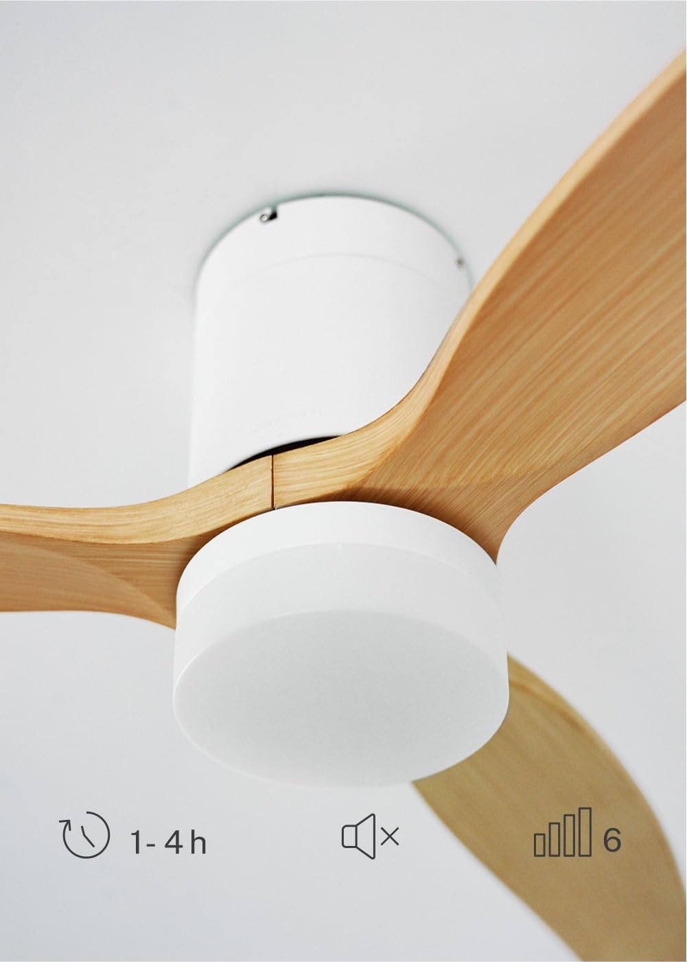 CREATE / WINDCALM S/Deckenventilator ABS mit Beleuchtung Weiss Hellesholzflügel mit Fernbedienung /