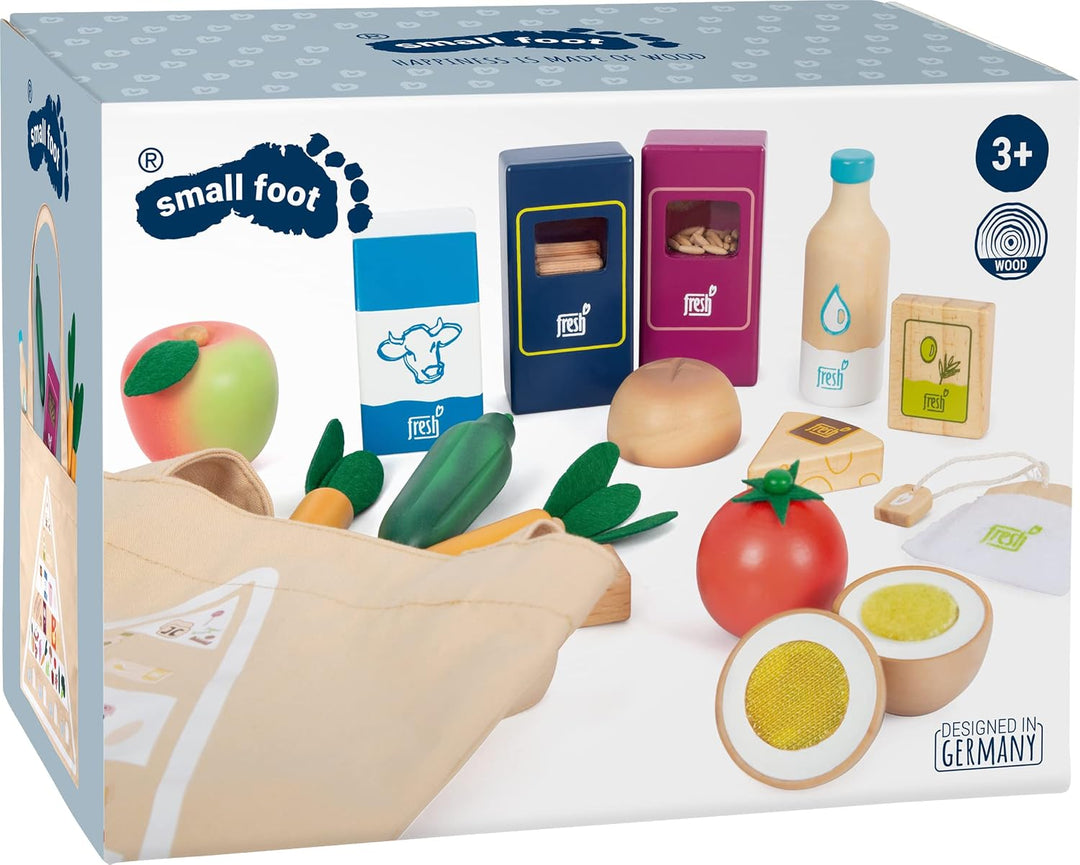 small foot Lebensmittel-Set vegetarisch "fresh" aus Holz, Spiellebensmittel-Set und Rollenspielzeug,