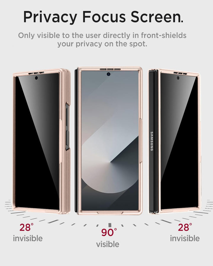 Miimall Handy Hülle für Samsung Z Fold 7 Slim Case mit Blickschutz Schutzglas, Induktives Laden Komp