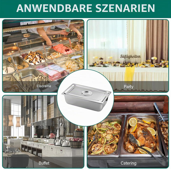 Panier-Set Aus Edelstahl, 3 Stück Hotelpfannen, Panierschalen Set 3-Teilig, Dampftischpfannen, Pfann