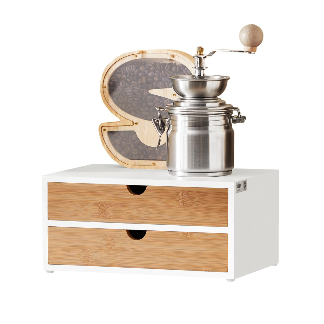 SoBuy® FRG180-WN Kaffeekapsel Box aus MDF und Bambus Kapselspender Kapselständer mit 2 Schubladen Au
