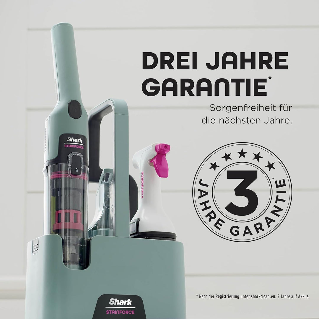 Shark StainForce Kabelloser Fleckenentferner, Tragbarer Flecken-, Waschsauger und Geruchsentferner f