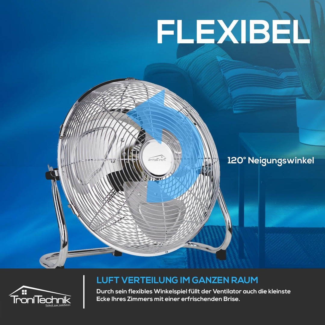 Tronitechnik® L Windmaschine mit 35 cm Ø | Ventilator Verstellbarer Winkel | Bodenventilator 3 Stufe
