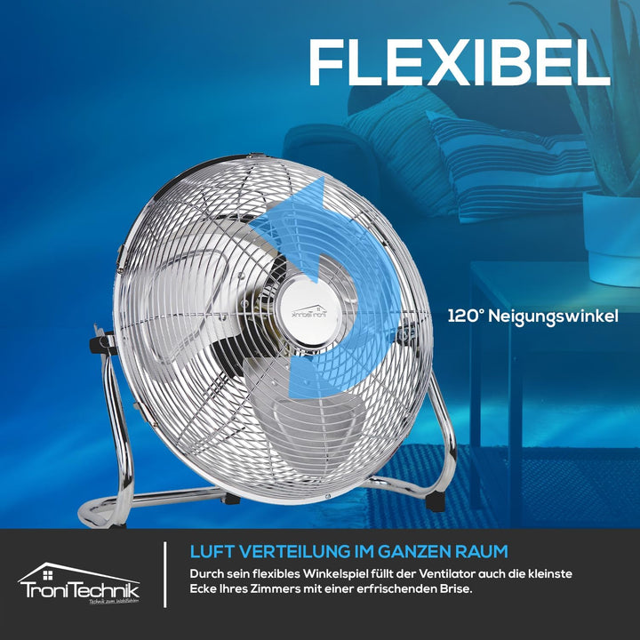 Tronitechnik® L Windmaschine mit 35 cm Ø | Ventilator Verstellbarer Winkel | Bodenventilator 3 Stufe