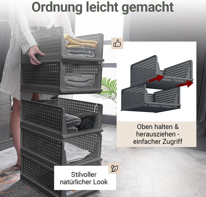 Ally Maison® Schrank Organizer 3er Set (Faltbar &amp; Stapelbar) – Kleiderschrank Organizer Boxen, platz