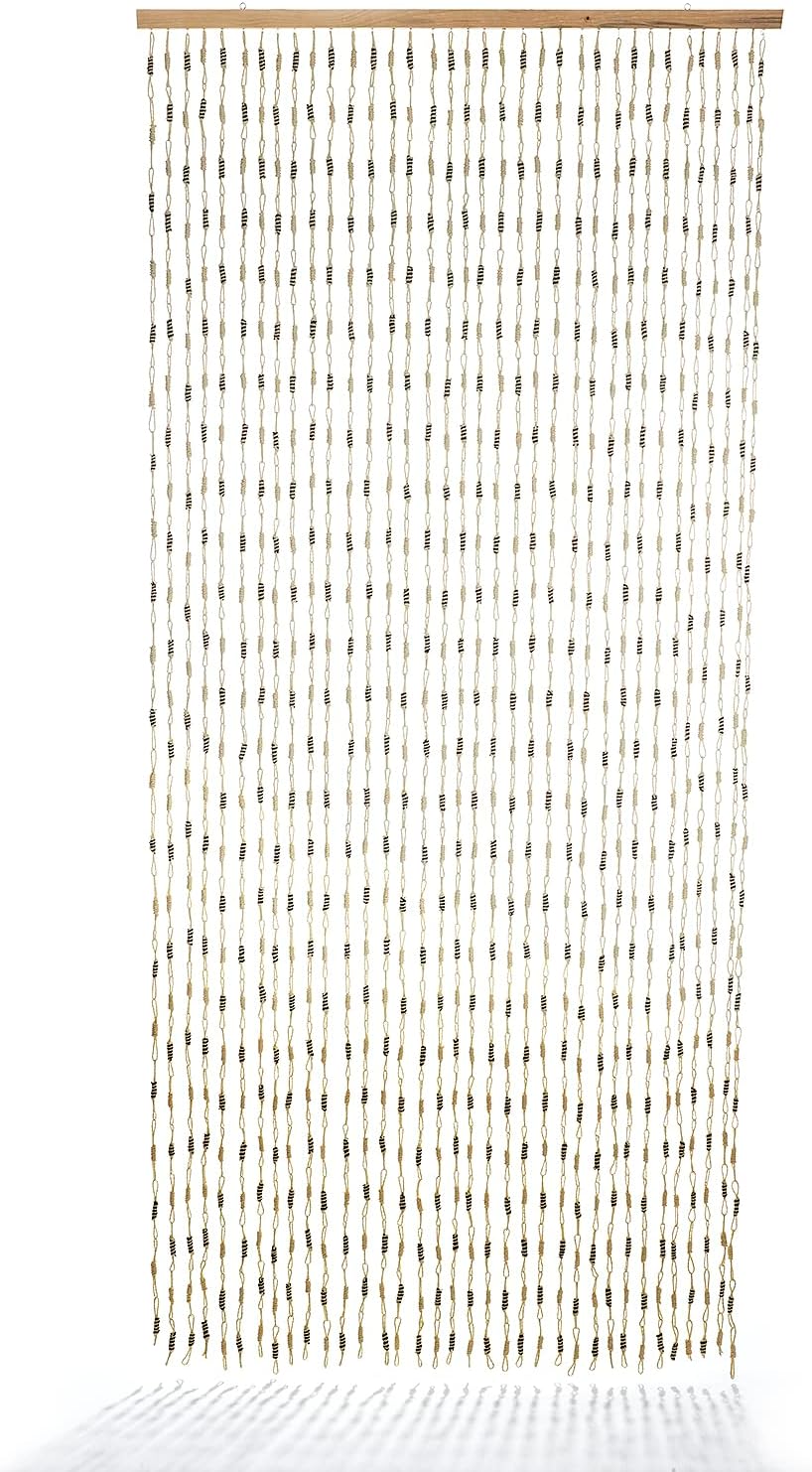 Kobolo Türvorhang Papiervorhang Nature Papier beige braun 35 Stränge 90x200 cm - rechteckig - Indoor