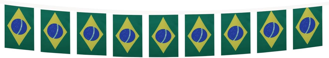 AZ FLAG FAHNENKETTE BRASILIEN 12 Meter mit 20 flaggen 45x30cm- BRASILIANISCHE Girlande Flaggenkette