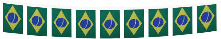AZ FLAG FAHNENKETTE BRASILIEN 12 Meter mit 20 flaggen 45x30cm- BRASILIANISCHE Girlande Flaggenkette