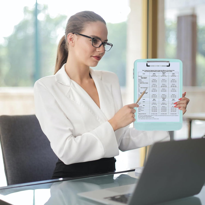 ZCZN Klemmbrett a4 mit Deckel, Schreibbrett mit Aufbewahrung, Kunststoff-Schreibbrett für Schule, In