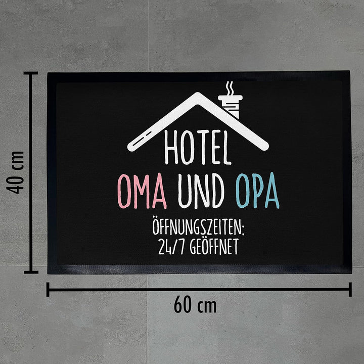 Trendation - Hotel Oma und Opa Fussmatte Geschenk Pension 24/7 Geöffnet Fussabtreter Innen und Ausse