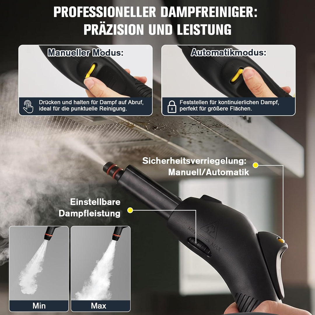 Waitbird Hand-Dampfreiniger für Zuhause, 4,5 Bar, 120 °C Heissdampf, 1500W | 21 Zubehörteile | Chemi