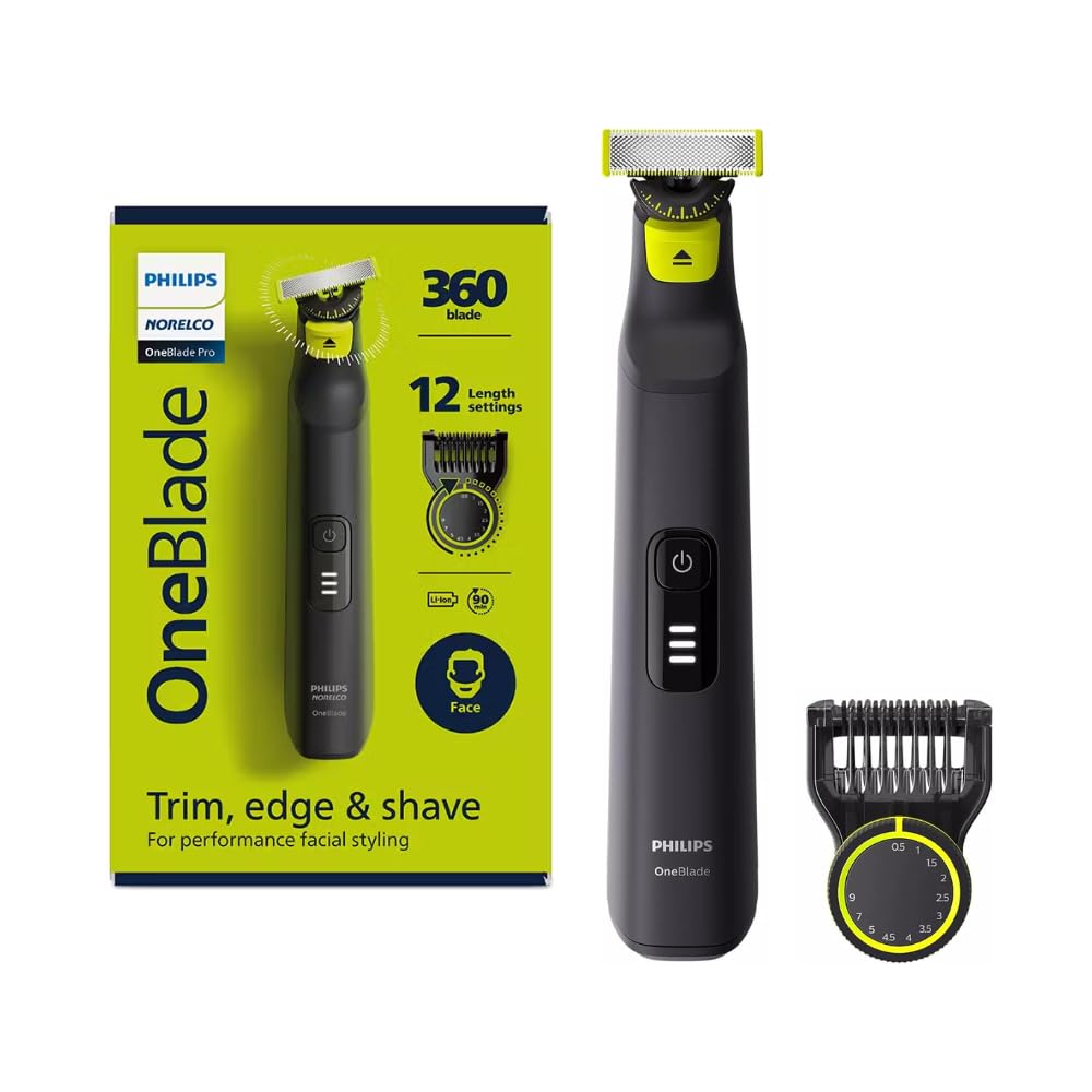 Philips OneBlade QP6531/15 Hybrid-Elektro-Trimmer, Schwarz, 360 Pro OneBlade 360 Pro, QP6531/15, One