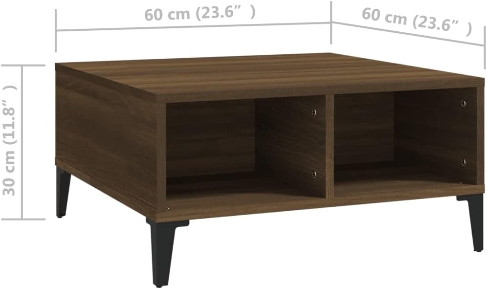 WIFESE Couchtisch mit 4 Fächer 60x60x30 cm Beistelltisch Holz Modernes Design Wohnzimmertisch Kleine