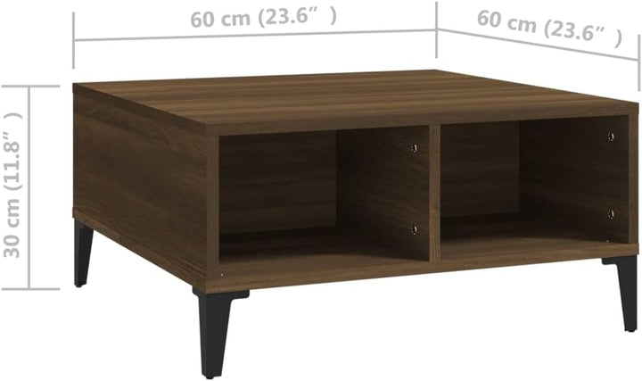 WIFESE Couchtisch mit 4 Fächer 60x60x30 cm Beistelltisch Holz Modernes Design Wohnzimmertisch Kleine