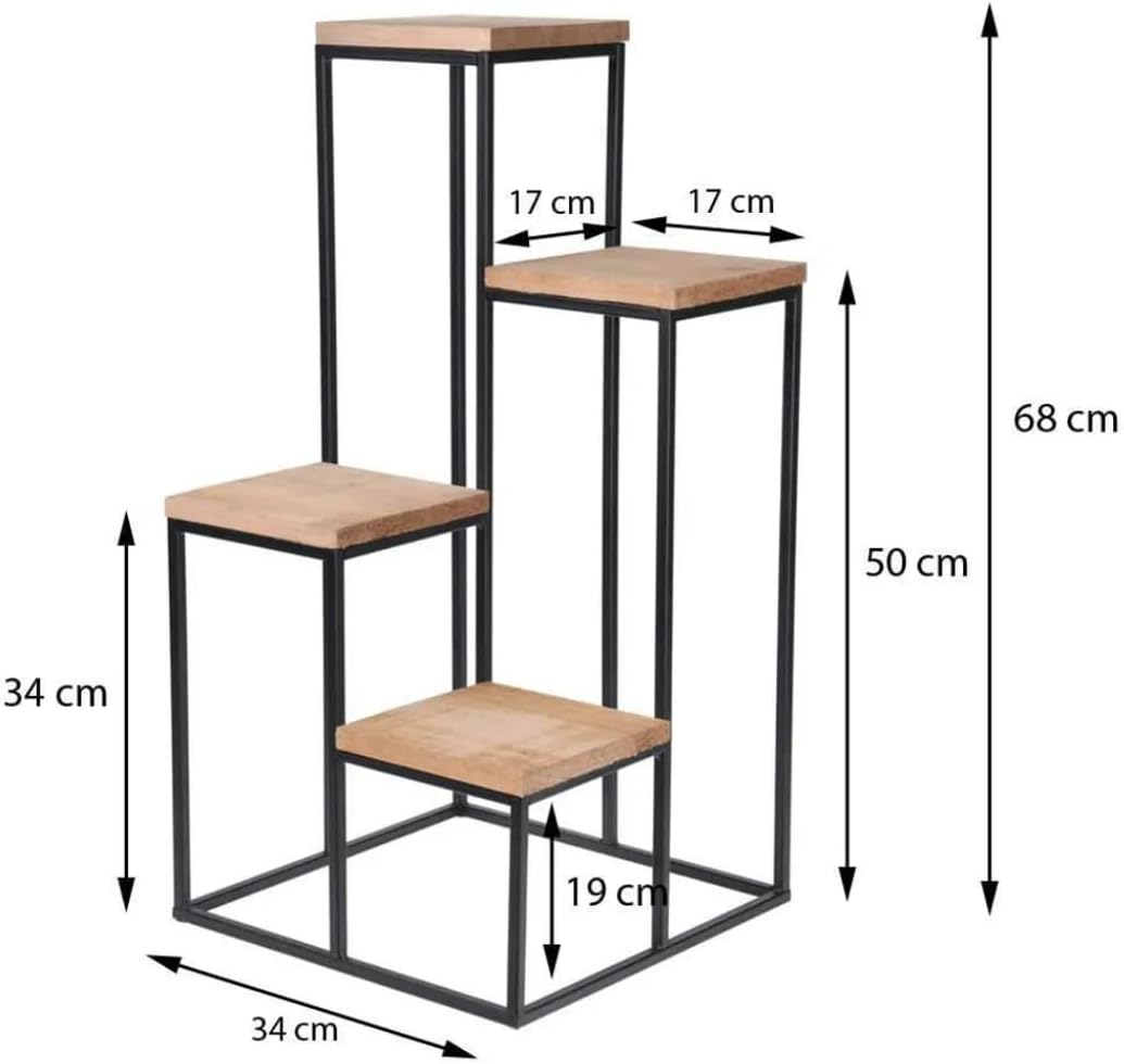 Pflanzentreppe mit 4 Ablagen 34x34xH67cm, Pflanzenregal Blumenregal Blumentreppe Blumenetagere Stand