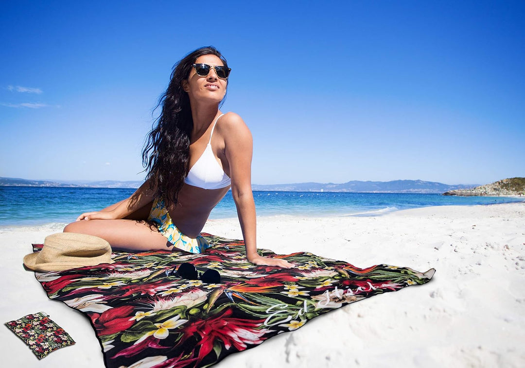 Ed Hicks Mikrofaser Strandtuch – extra gross XXL 200 x 90 cm – Bade, Urlaubs und Reisehandtücher –sa