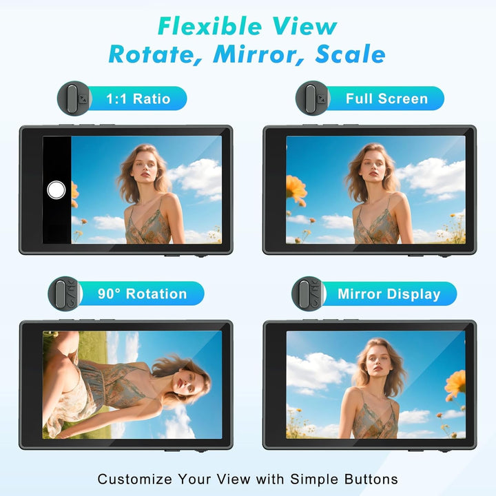 Selfie Monitor für iPhone & Android, 4" Magnetischer Handy Selfie Kameramonitor, Integrierter Lautsp