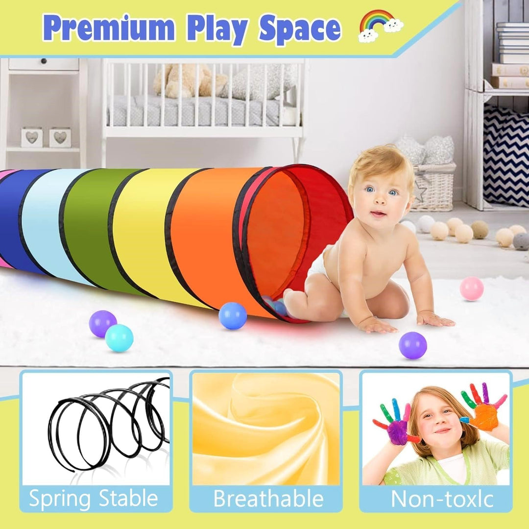 LATERN 180CM Spieltunnelzelt für Kinder, 46CM Runder Öffnung Babytunnel Bunter Pop-Up Kriechtunnel Z