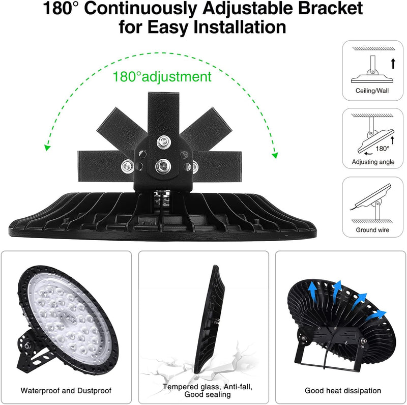 Bellanny LED Strahler 100W, 8000LM LED Hallenstrahler, 6500K Kaltweiss LED UFO Industrielampe mit 96