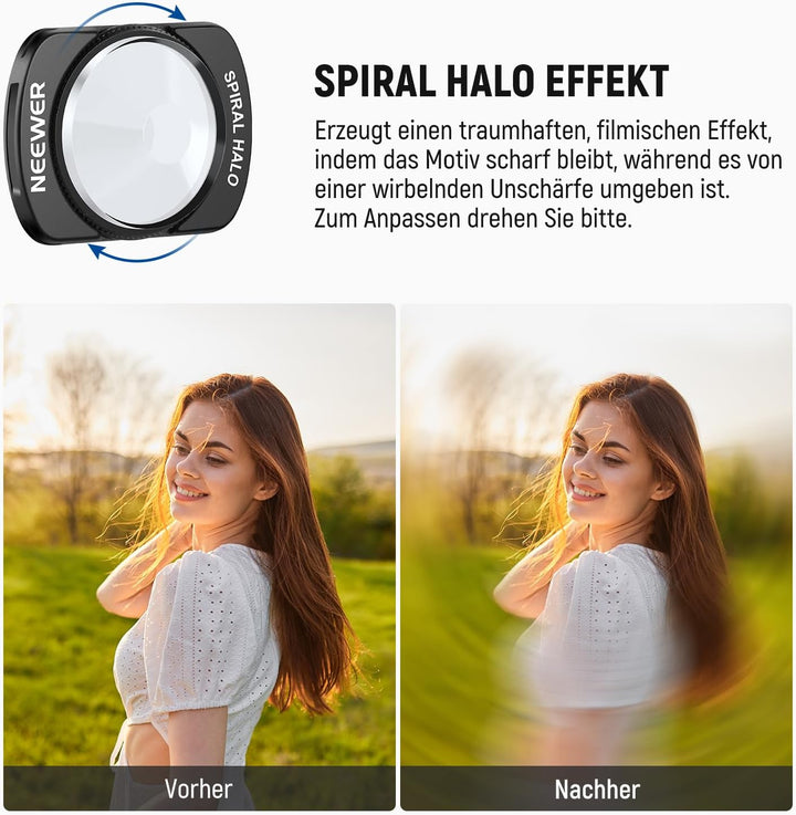 NEEWER Spiral Halo Prisma Objektiv Effektfilter Kompatibel mit DJI Osmo Pocket 3 und Creator Combo Z