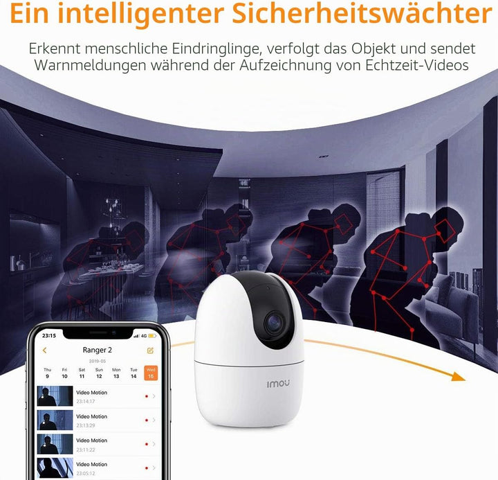 Imou Ranger 2 5 MP (IPC-K2EN-5H2W) - Motorisierte WLAN-Dome-Kamera mit 5 MP verfügt über IA, Selbstt