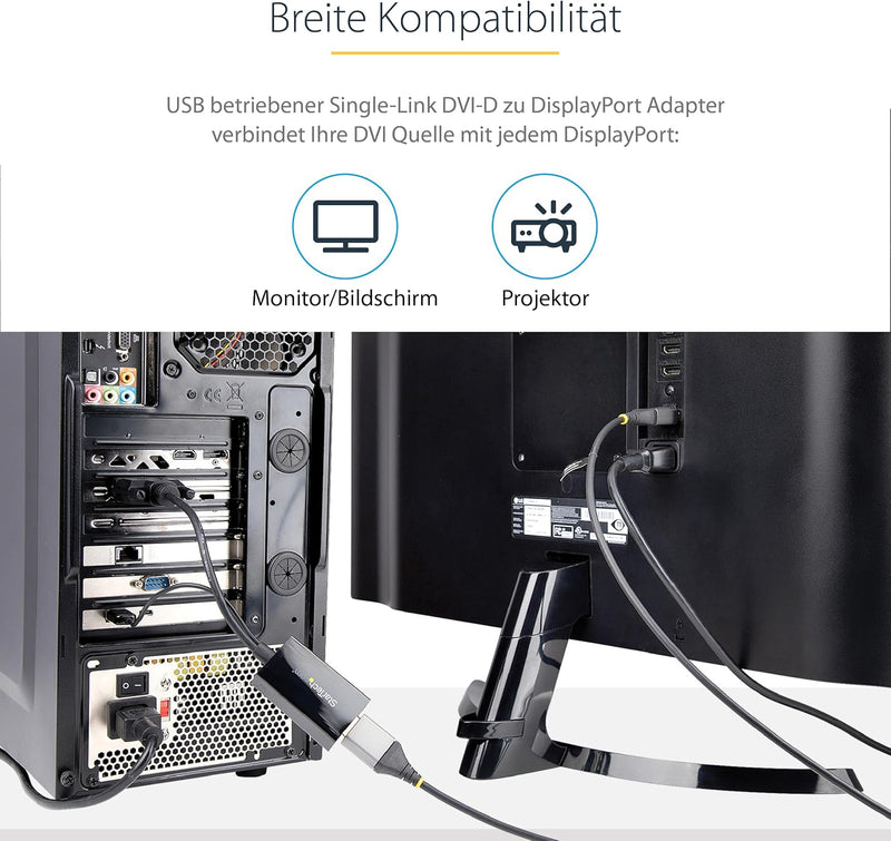 StarTech.com DVI auf DisplayPort Adapter mit USB Power - DVI-D zu DP Video Adapter - DVI zu DisplayP