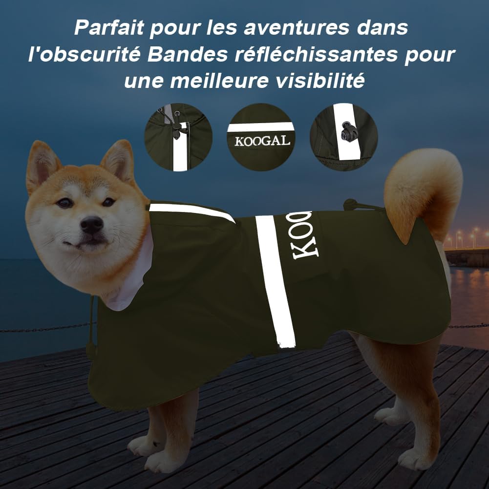 Grosse Hunde Regenjacken Mit Kapuze,Hunde Regenmantel,Mit Reflektierenden Sicherheitsstreifen, Wasse