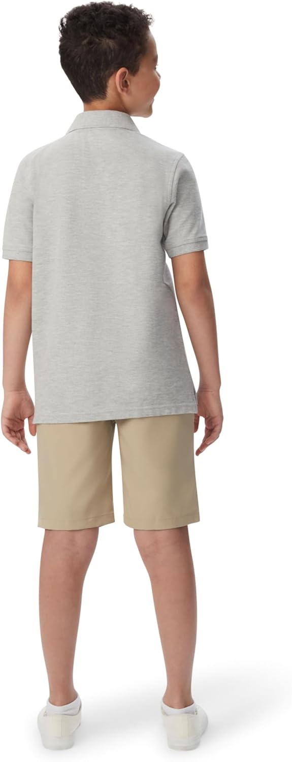 French Toast Boys' Short Sleeve Pique Polo, Grey, Large/14/16/ Husky