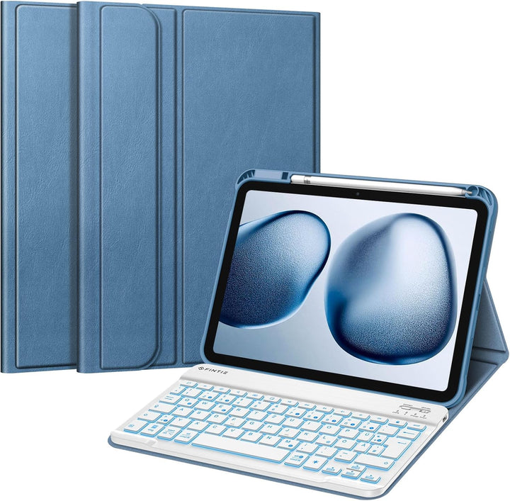 Fintie Tastatur Hülle für iPad 10. Generation 2022 (10.9 Zoll), Keyboard Case mit 7-farbig Beleuchte