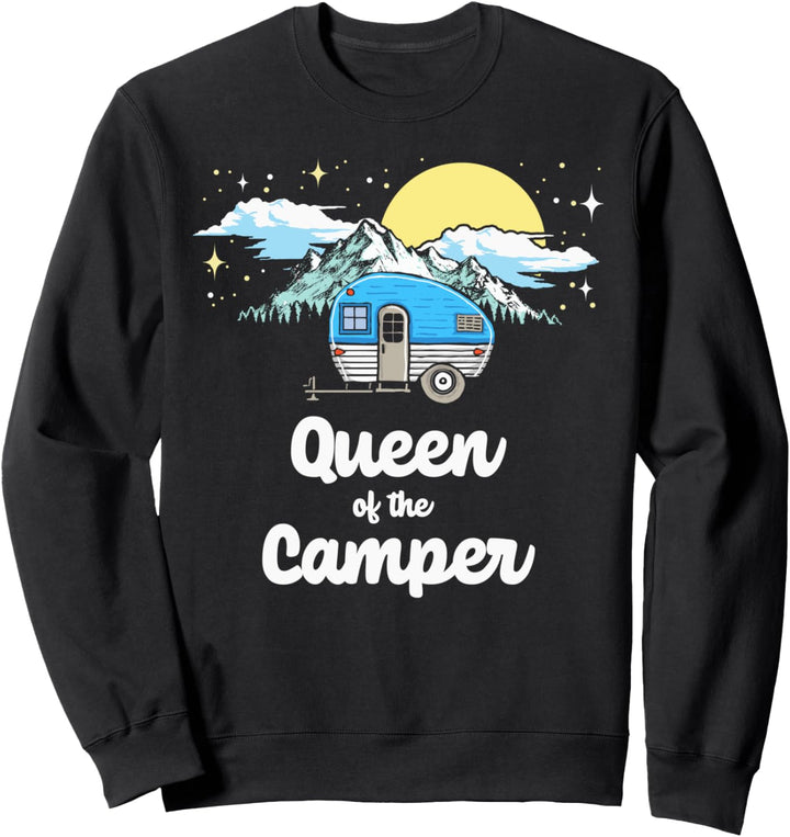 Queen of the Camper Retro RV Funny Camping Under the Stars Sweatshirt