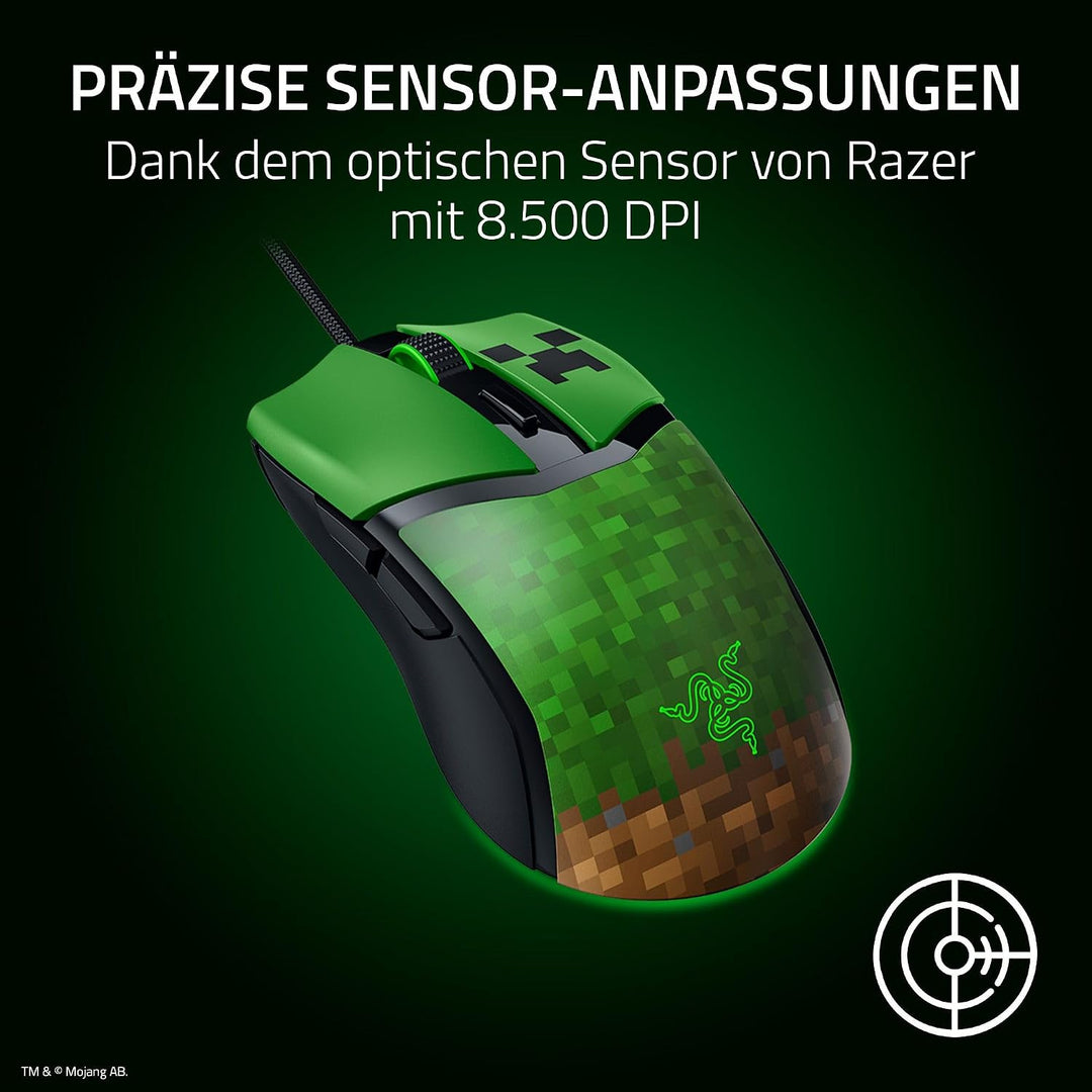 Razer Cobra Minecraft Edition - Leichte kabelgebundene Gaming-Maus - 8500 DPI Sensor (58g, optische