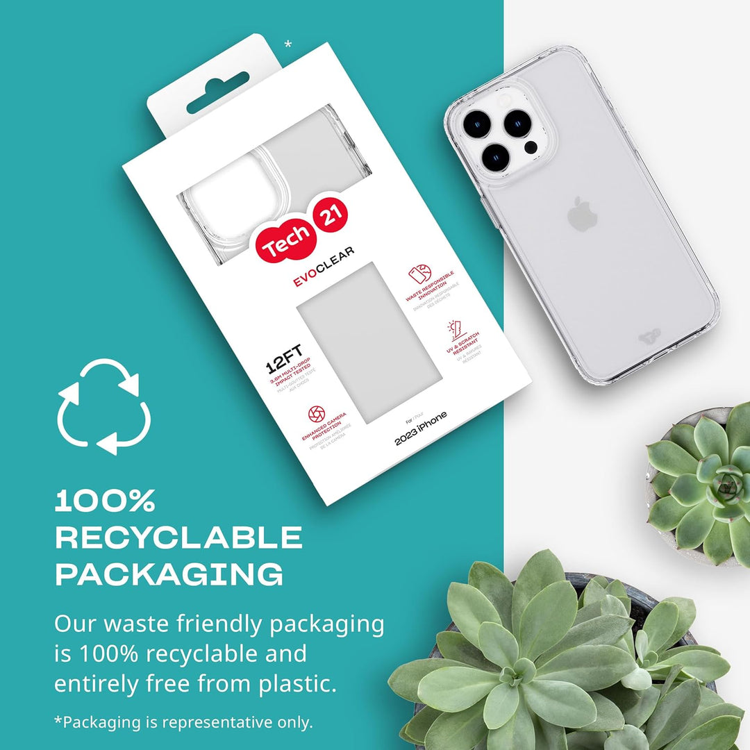 tech21 Evo Clear Hülle für iPhone 15 Pro – Aufprallschutz – transparent farblos, farblos