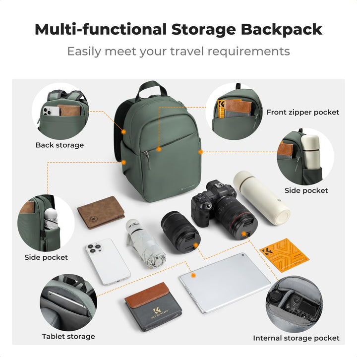 K&F CONCEPT Täglicher Kamerarucksack, Fotorucksack Klein Tragbar mit Verstellbarem Schultergurt für