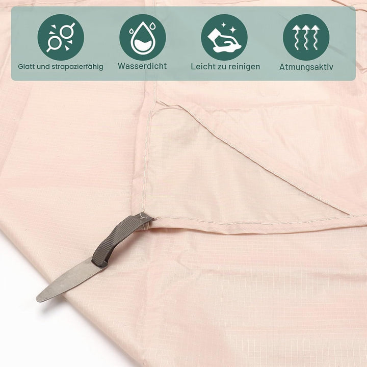 Picknickdecke wasserdicht 210 x 220 cm – Ultraleichte Faltbare Outdoor Decke, kompakt &amp; einfach fixi