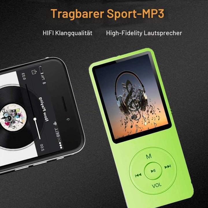 MP3-Player, Musik-Player mit 16GB Micro SD Karte, Ultra Slim Musik-Player mit eingebautem Lautsprech